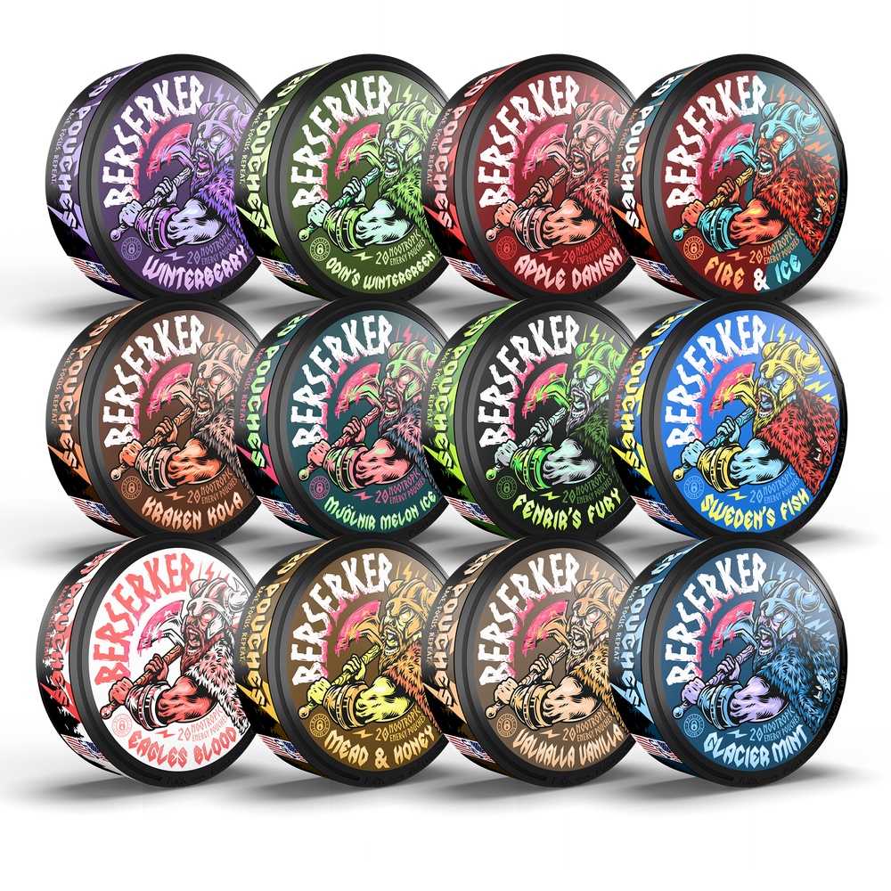 Berserker Caffeine Pouches - Sampler 12 Pack
