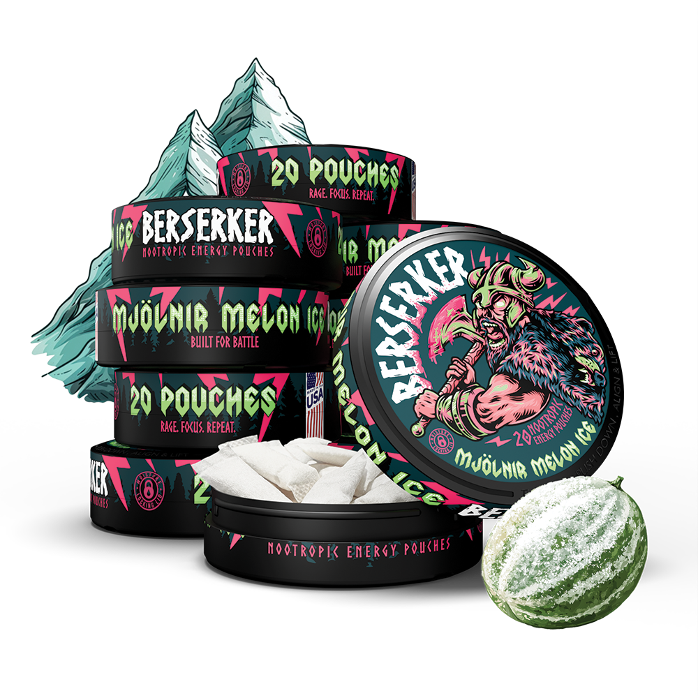 Berserker Mjolnir Melon Ice Flavor Caffeine Pouches - Alternative