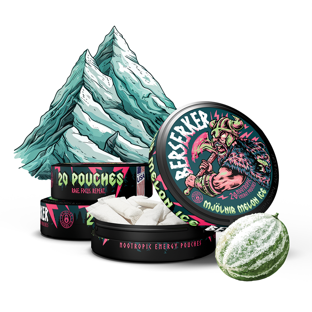 Berserker Mjolnir Melon Ice Flavor Caffeine Pouches - Alternative Berserker Mjolnir Melon Ice Flavor Caffeine Pouches - Alternative