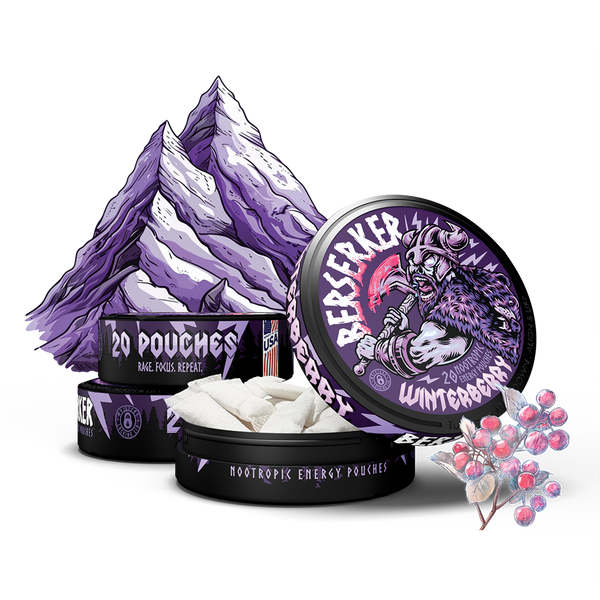 Berserker Winterberry Flavor Caffeine Pouches - Alternative to Zyn
